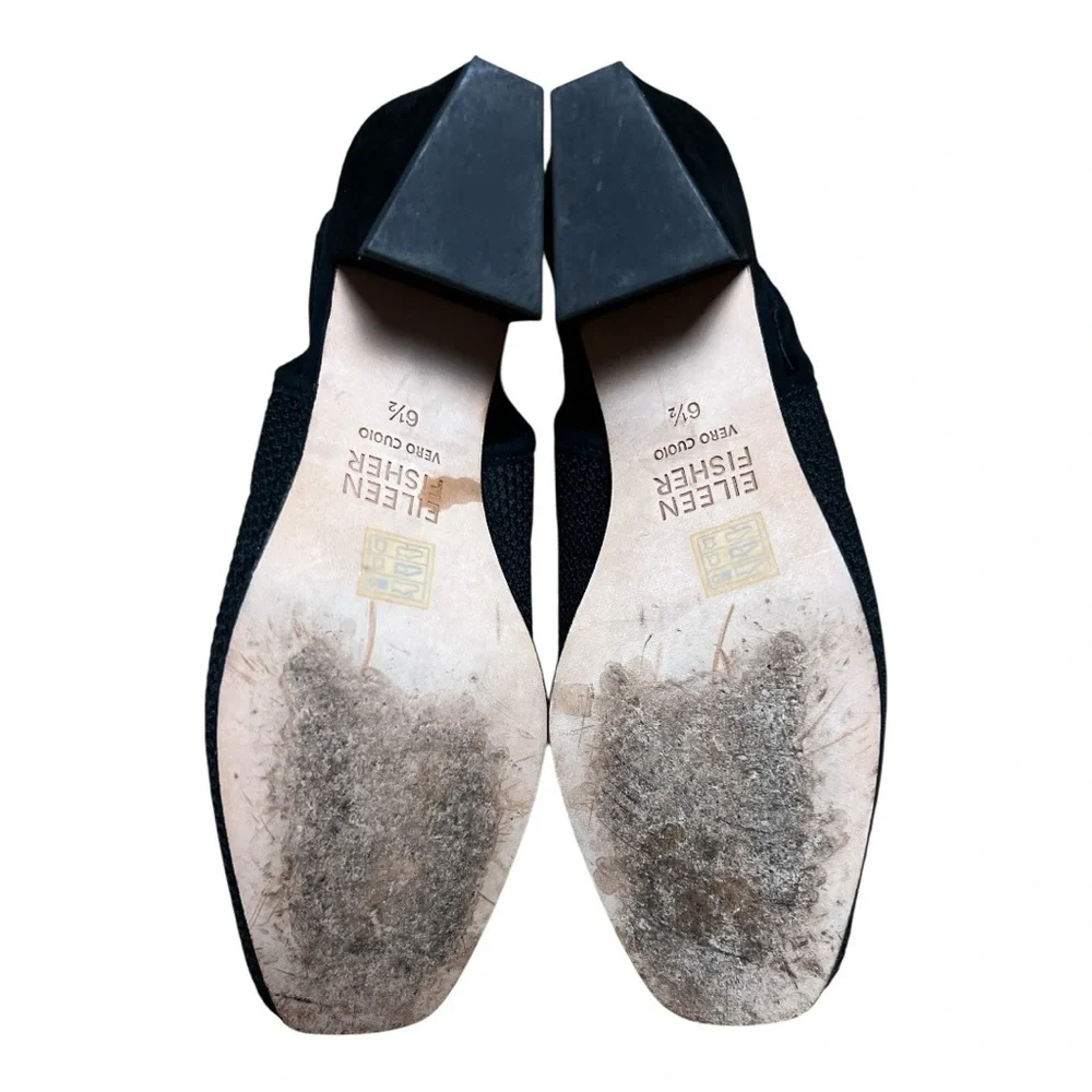 Eileen Fisher Vasa Black Textured Knit Slingback Heels 6.5 - Picture 6 of 7